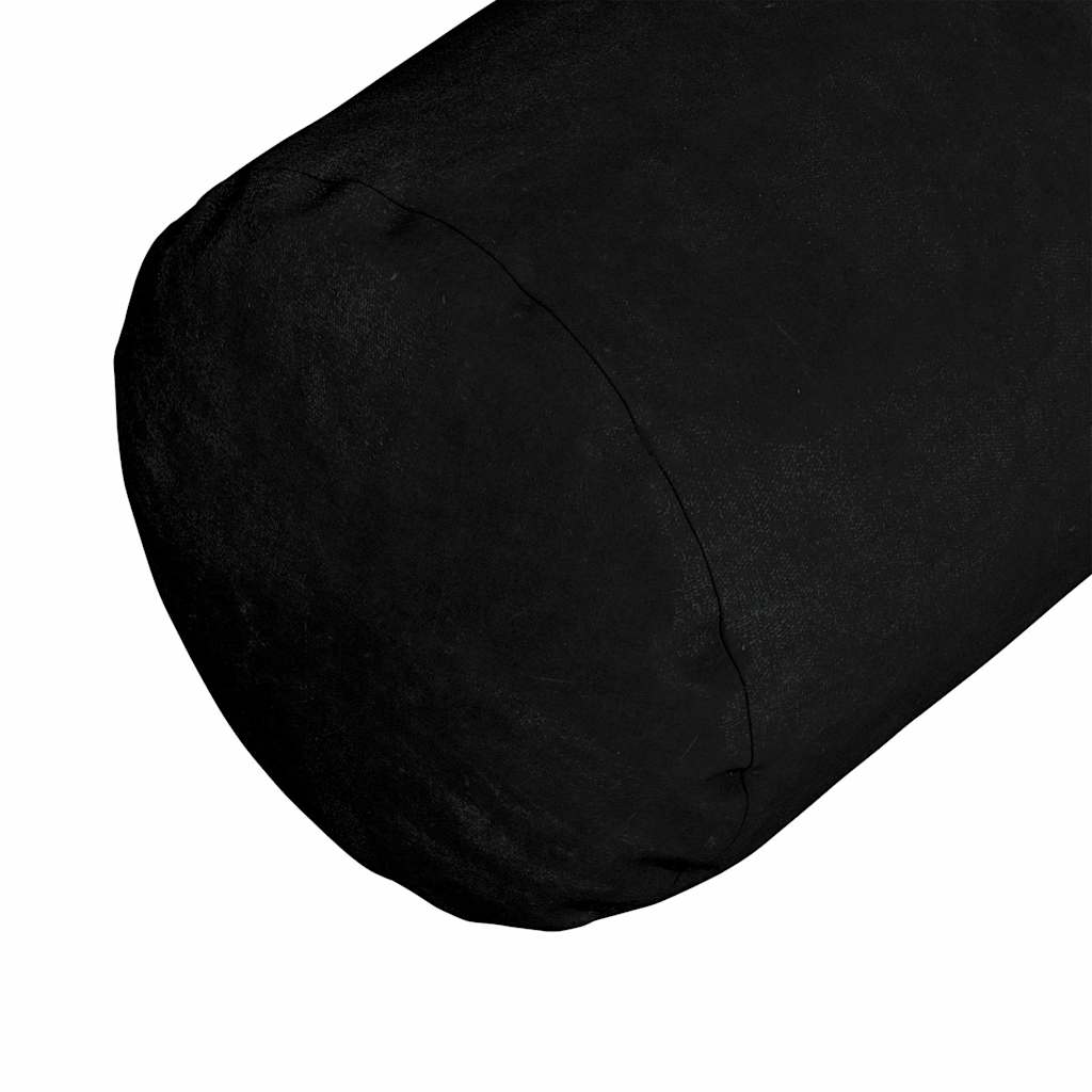 Bolster Pillows 2 pcs Black Ø 25 x 70 cm Microfibre Fabric